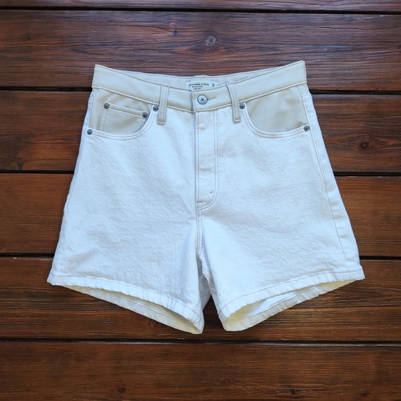 Abercrombie Fitch Faux Leather & Denim High Waist Shorts  Size 28 Urban Boho - Picture 7 of 9